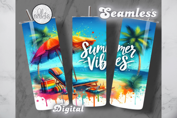 Download Summer Vibes Beach Tumbler Wrap - Premium Resources