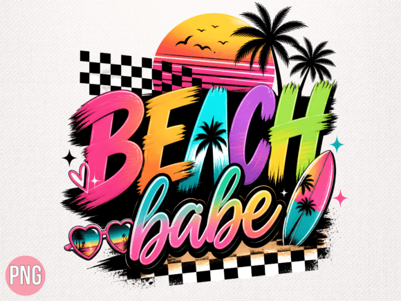 Download Colorful Retro Beach Babe Summer Design - Summer design Collection