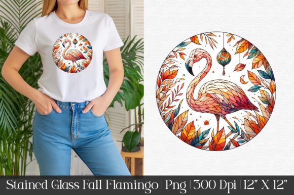 Download Stained Glass Fall Flamingo Sublimation - Flamingo sublimation Collection