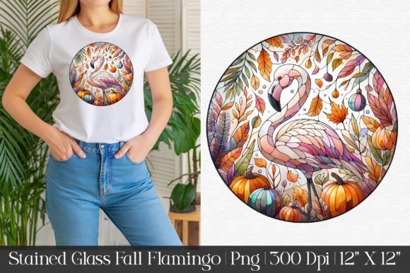 Download Stained Glass Fall Flamingo Sublimation - Flamingo sublimation Collection